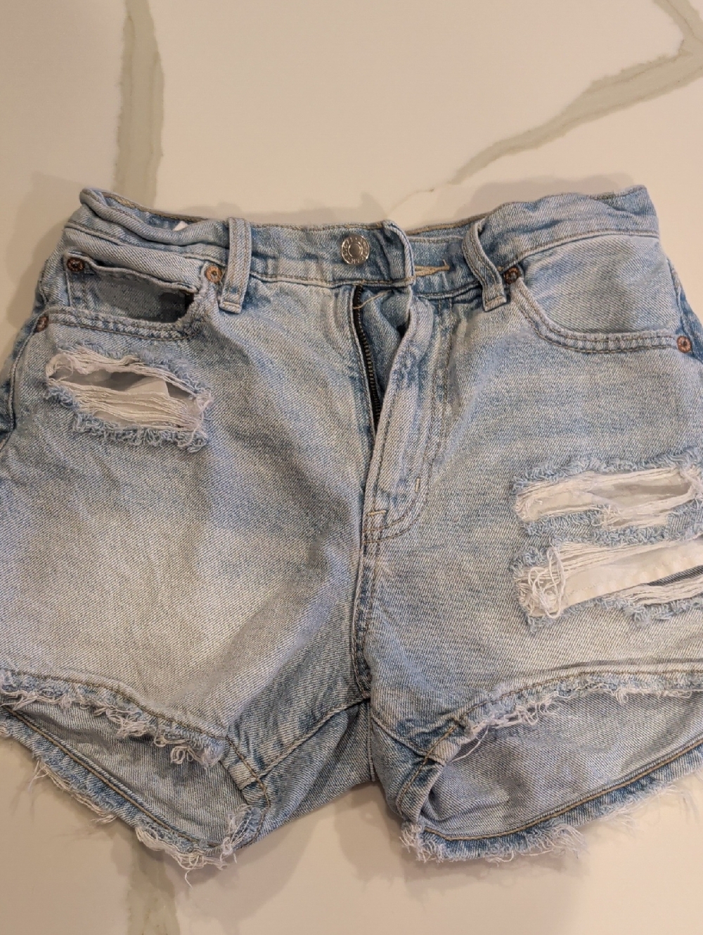 American Eagle Outfitters Light Wash  Jean Shorts Highest Rise 90s Boyfriend